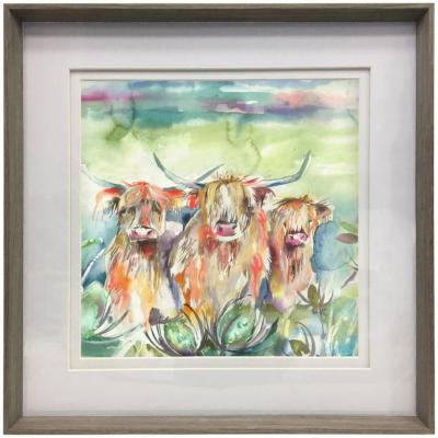 Product photograph of Voyage Maison Nut Wood Heilan Herd Framed Print - 81cm X 81cm from Choice Furniture Superstore