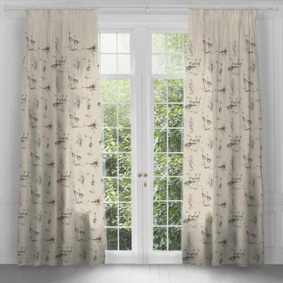 Product photograph of Voyage Maison Peridot Cotton Cranes Printed Pencil Pleat Curtains from Choice Furniture Superstore
