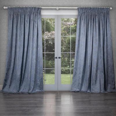 Product photograph of Voyage Maison Sapphire Cotton Sitara Embroidered Pencil Pleat Curtains from Choice Furniture Superstore