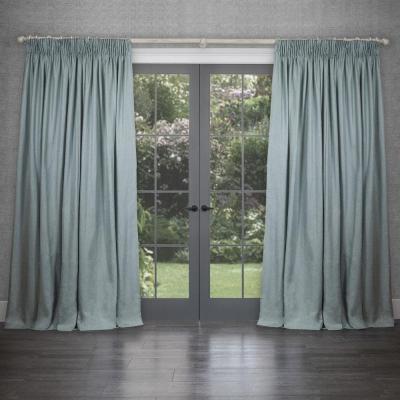 Product photograph of Voyage Maison Sea Mist Polyester Emilio Woven Pencil Pleat Curtains from Choice Furniture Superstore