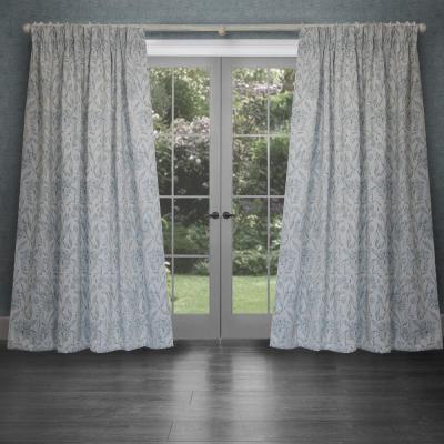 Product photograph of Voyage Maison Sky Cotton Pennington Woven Pencil Pleat Curtains from Choice Furniture Superstore