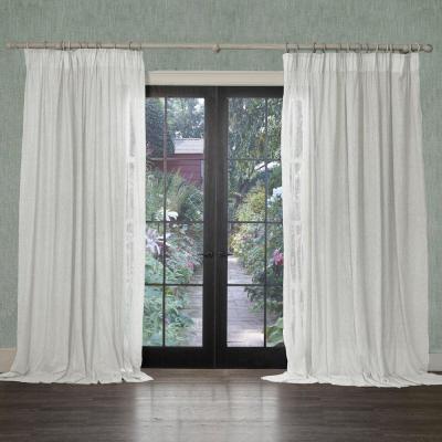 Product photograph of Voyage Maison Snow Polyester Focus Sheer Woven Pencil Pleat Curtains from Choice Furniture Superstore