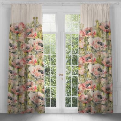Product photograph of Voyage Maison Sweetpea Cotton Papavera Printed Pencil Pleat Curtains from Choice Furniture Superstore