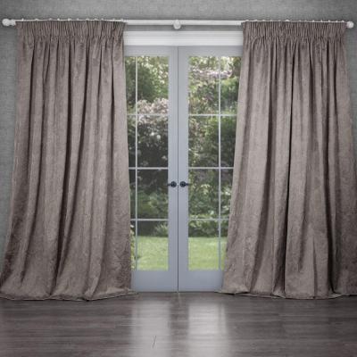 Product photograph of Voyage Maison Truffle Cotton Sitara Embroidered Pencil Pleat Curtains from Choice Furniture Superstore