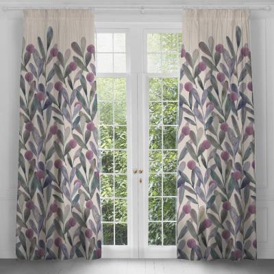 Product photograph of Voyage Maison Violet Cotton Enso Printed Pencil Pleat Curtains from Choice Furniture Superstore