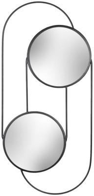 Yard Black Mild Steel Abstract Double Round Circular Wall Mirror 50cm X 109cm