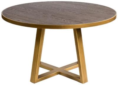 Blade Shaped Legs Round Dining Table 4 Seater Comes In Oak Gold And Oak Black Options