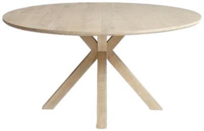 Bleached Oak Round Dining Table 6 Seater