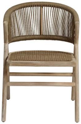 Product photograph of Bleached Teak Rope Outdoor Chair Sold In Pairs from Choice Furniture Superstore