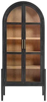 Product photograph of Crisal Decoracion Dark Oak Wood Oval Top 2 Door Display Case from Choice Furniture Superstore