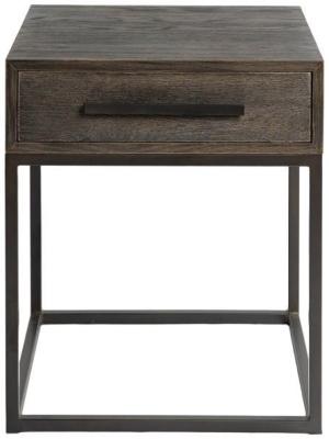 Grey Oak Wood 1 Drawer Bedside Table