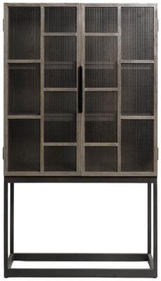 Product photograph of Grey Oak Wood 2 Door Honeycomb Cupboard from Choice Furniture Superstore