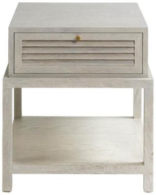 Greyish White Oak Wood 1 Drawer 1 Shelf Bedside Table