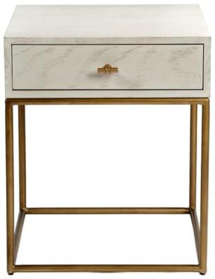 Greyish White Oak Wood 1 Drawer Bedside Table