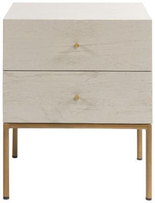 Greyish White Oak Wood 2 Drawer Bedside Table