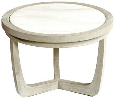 Greyish White Oak Wood Medium Round Side Table