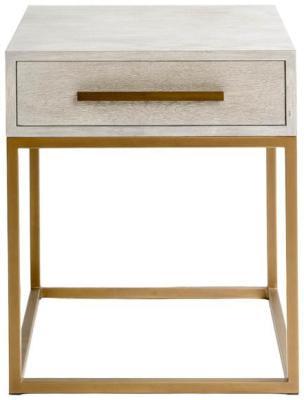 Greyish White Wood 1 Drawer Bedside Table