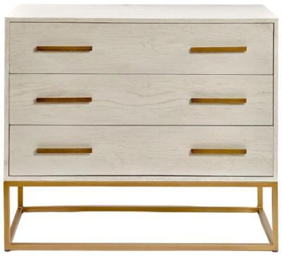 Product photograph of Greyish White Wood 4 Handles 3 Drawer Chest from Choice Furniture Superstore