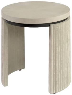 Greyish White Wood Round Side Table