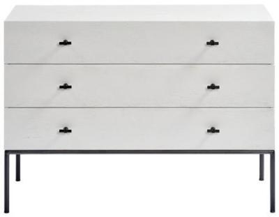 Product photograph of Greyish White Wood T Handle 3 Drawer Chest from Choice Furniture Superstore