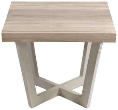 Ivory Teak Wood Square Side Table