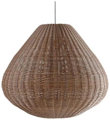 Product photograph of Linen Synthetic Rattan Round Lampshade from Choice Furniture Superstore