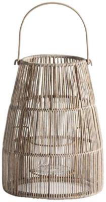 Product photograph of Crisal Decoracion Linen Synthetic Rattan Small Candlestick from Choice Furniture Superstore