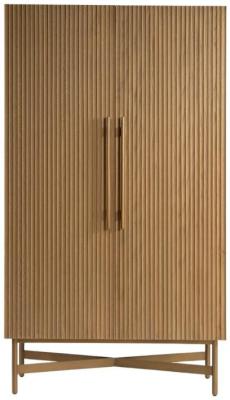 Product photograph of Natural Oak Wood 2 Slatted Door Cabinet from Choice Furniture Superstore