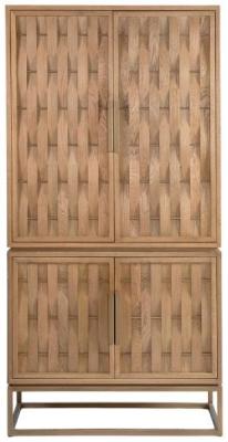 Natural Oak Wood 4 Embossed Door Display Cabinet