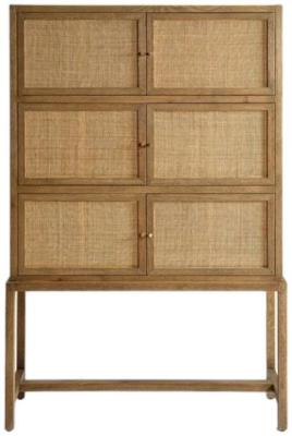Product photograph of Natural Oak Wood 6 Door Cabinet from Choice Furniture Superstore