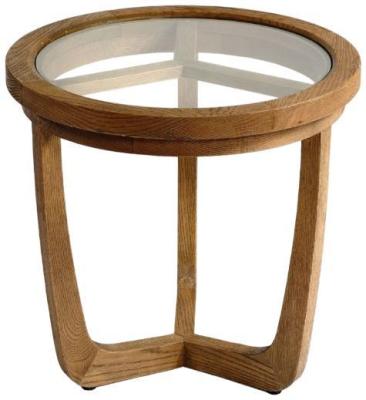 Natural Oak Wood Small Round Side Table