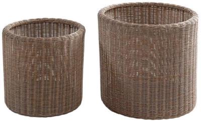 Product photograph of Natural Synthetic Rattan Planter Set from Choice Furniture Superstore