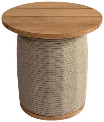 Product photograph of Natural Teak Wood Round Rope Side Table - 50cm from Choice Furniture Superstore