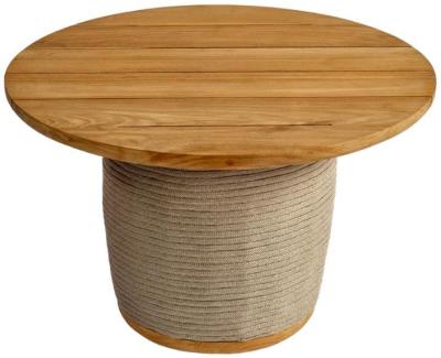 Product photograph of Natural Teak Wood Round Rope Side Table - 70cm from Choice Furniture Superstore