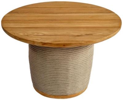 Natural Teak Wood Round Rope Side Table 70cm