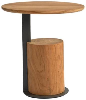 Product photograph of Natural Teak Wood Round Side Table - 48cm from Choice Furniture Superstore