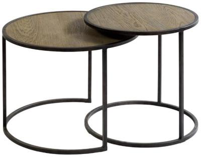 Oak Set Of 2 Round Coffee Tables