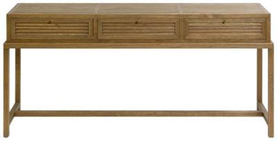 Product photograph of Oak Wood 3 Drawer Console Table from Choice Furniture Superstore