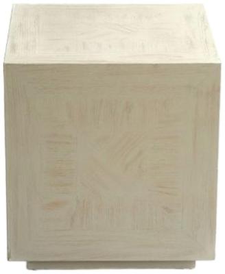 Oak Wood Cubic Side Table Comes In Greyish White And Natural Oak Options