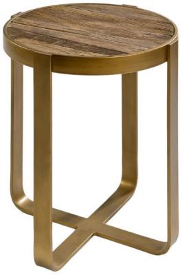 Product photograph of Crisal Decoracion Oak Wood Round Auxiliary Gilded Table from Choice Furniture Superstore