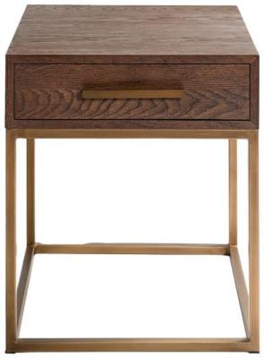 Oak Wood Square 1 Drawer Side Table 50cm