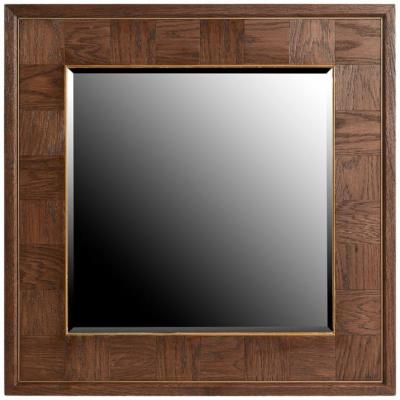Product photograph of Oak Wood Square Wall Mirror from Choice Furniture Superstore