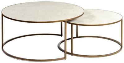 Round Set Of 2 Coffee Tables Comes In White And Greyish Oak Options