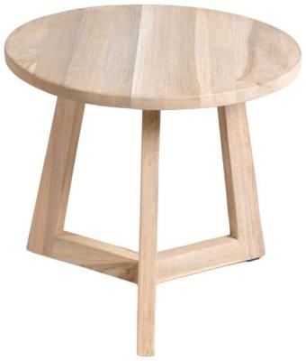 Product photograph of Stone Teak Wood Round Side Table from Choice Furniture Superstore