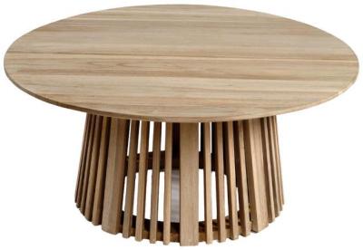 Product photograph of Aged Teak Round Paliller A Central Leg Outdoor Coffee Table - 95cm from Choice Furniture Superstore