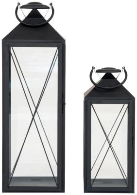 Spiro Black Steel Set Of 2 Lanterns