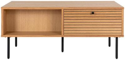 Product photograph of Kyoto Oak Veneer Fluted 1 Drawer Coffee Table from Choice Furniture Superstore