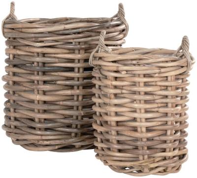 Product photograph of Burton Natural Rattan Set Of 2 Baskets from Choice Furniture Superstore