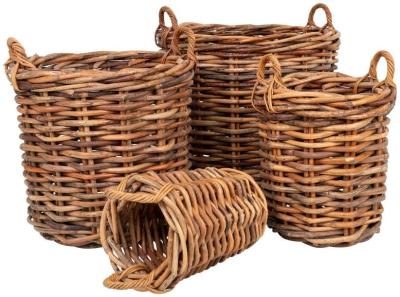 Product photograph of Burton Natural Rattan Set Of 4 Baskets from Choice Furniture Superstore