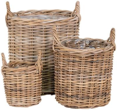 Product photograph of Sema Natural Kubu Rattan Set Of 3 Baskets from Choice Furniture Superstore